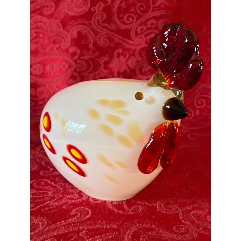 Murano style art glass chicken luminary